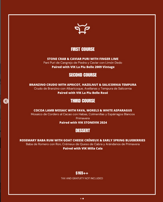 VIK WINE DINNER with Cristián Vallejo