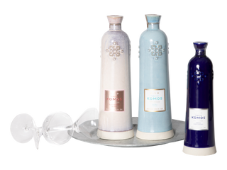 Komos Tequila Tasting Tray with Crystal Glassware